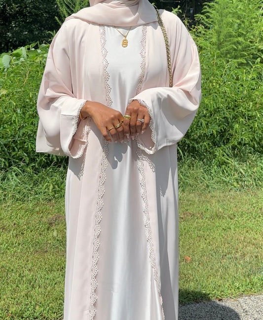 BLUSH LACE ABAYA