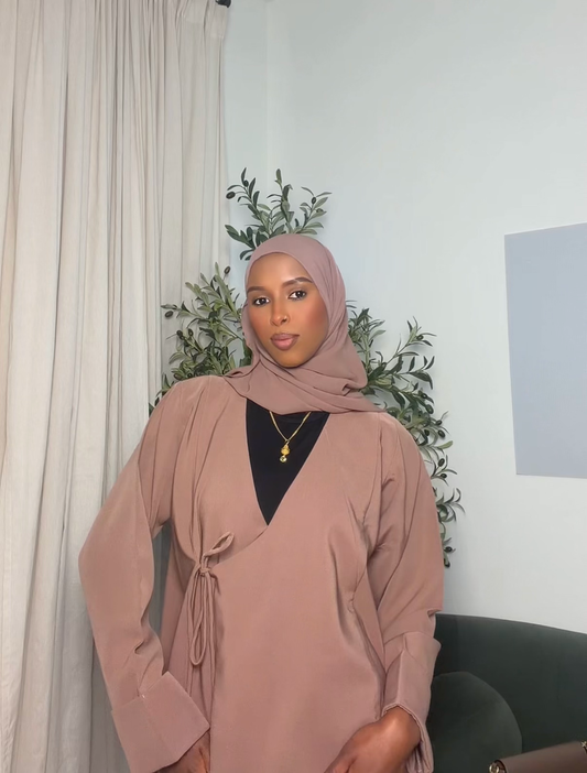 BEIGE WRAP ABAYA
